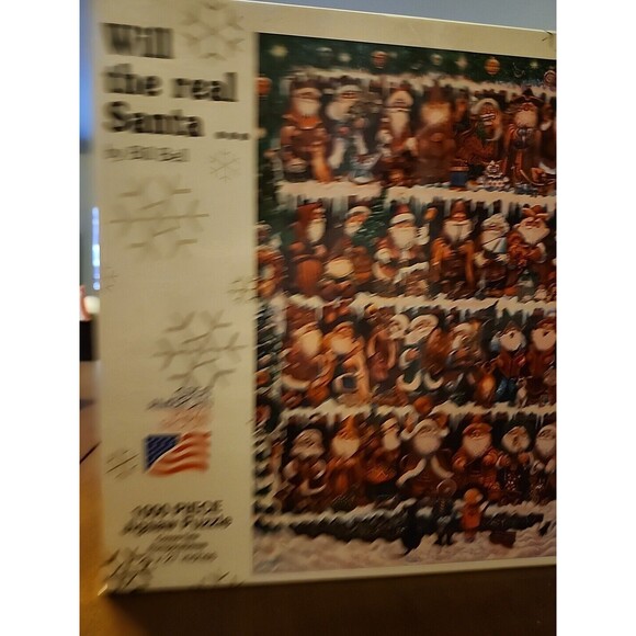 Vintage Christmas Puzzle Will The Real Santa? By Bill Bell 1000 Pieces US Jigsaw - Picture 2 of 8